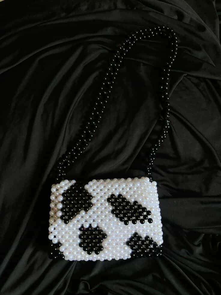 ✨ Black & White Pearl Beaded Bag